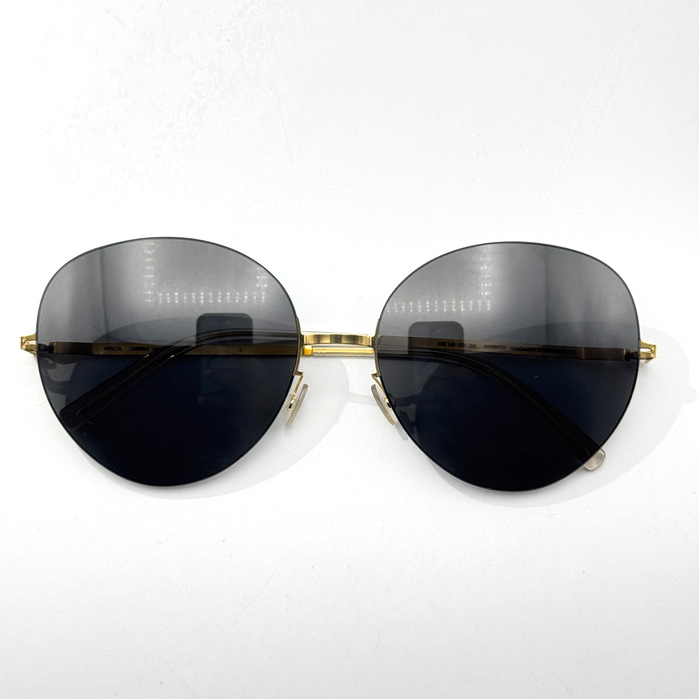 Mykita Sunglasses Lessrim Aimi Col 056 Gold Geometric Oversize Frame Gray Lens